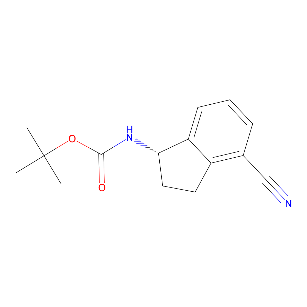 Carbamic acid, N-[(1S)-4-cyano-2,3-dihydro-1H-inden-1-yl]-, 1,1-dimethylethyl ester molecular structure, CAS 1306763-31-4
