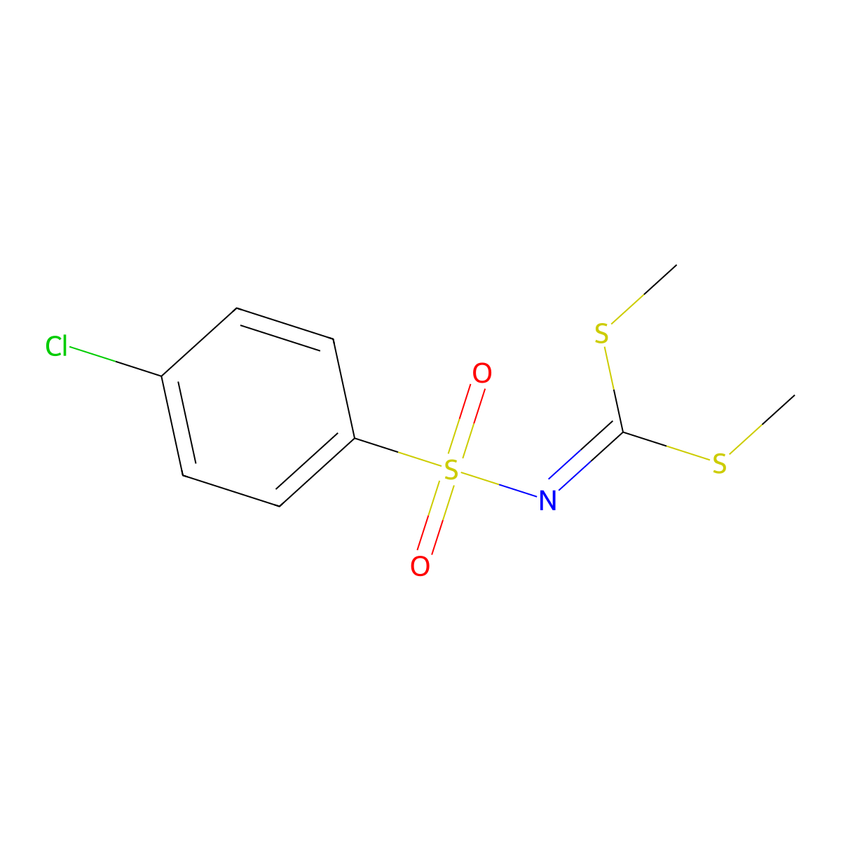 N-[bis(methylsulfanyl)methylidene]-4-chlorobenzene-1-sulfonamide molecular structure, CAS 13068-12-7