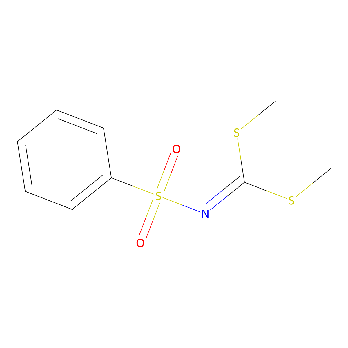 N-[bis(methylsulfanyl)methylidene]benzenesulfonamide molecular structure, CAS 13068-20-7