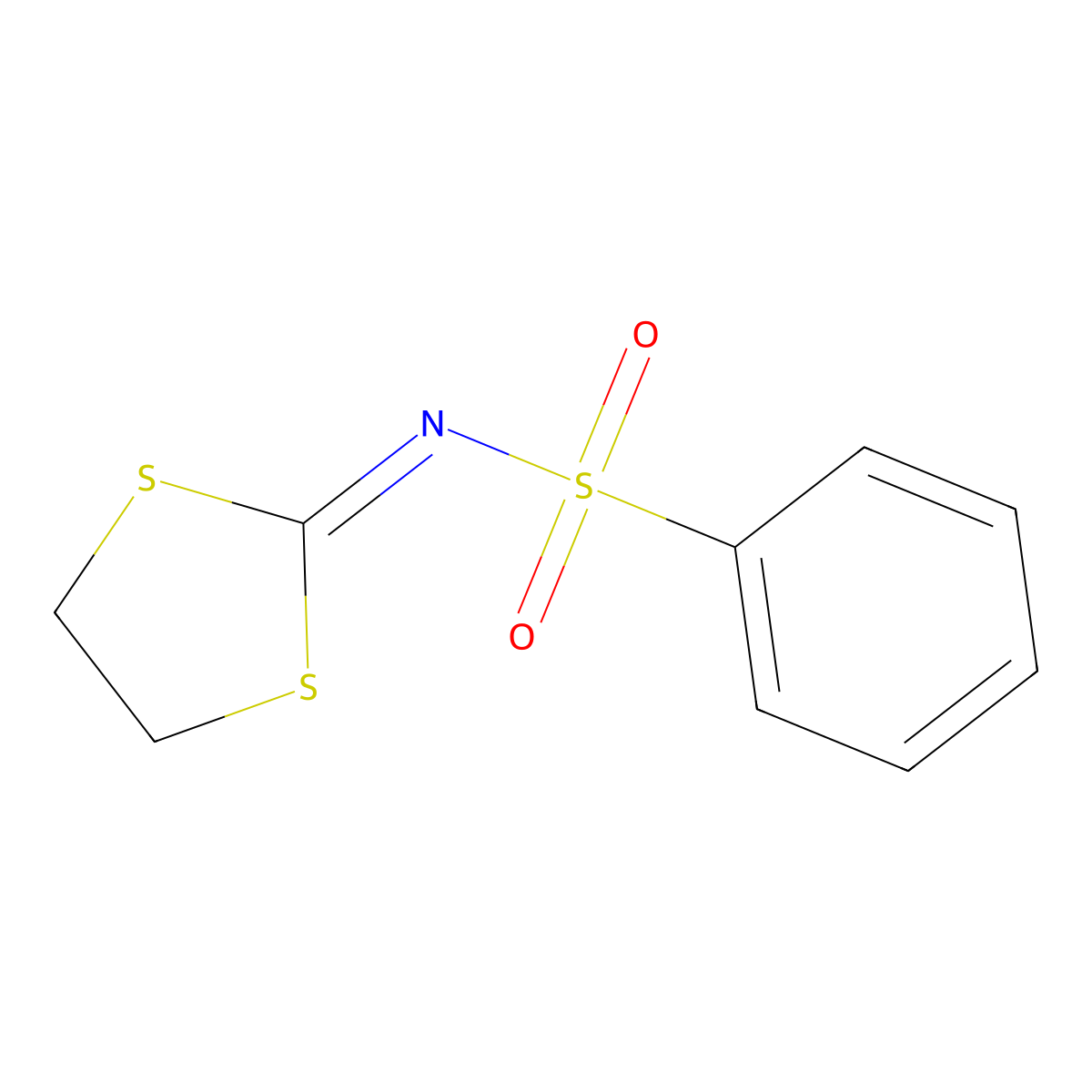 N-(1,3-dithiolan-2-ylidene)benzenesulfonamide molecular structure, CAS 13068-41-2