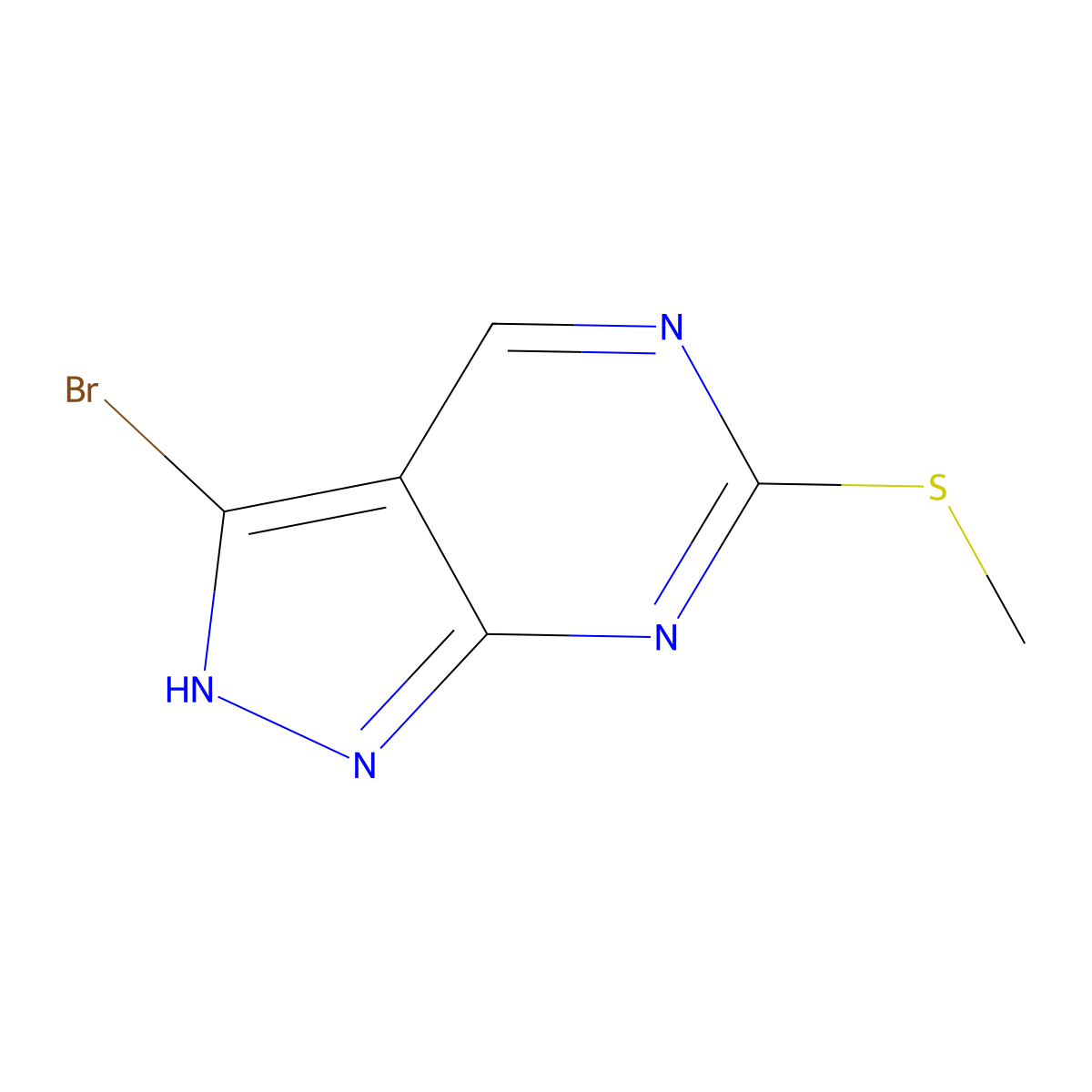 3-bromo-6-(methylsulfanyl)-1H-pyrazolo[3,4-d]pyrimidine molecular structure, CAS 1306829-95-7