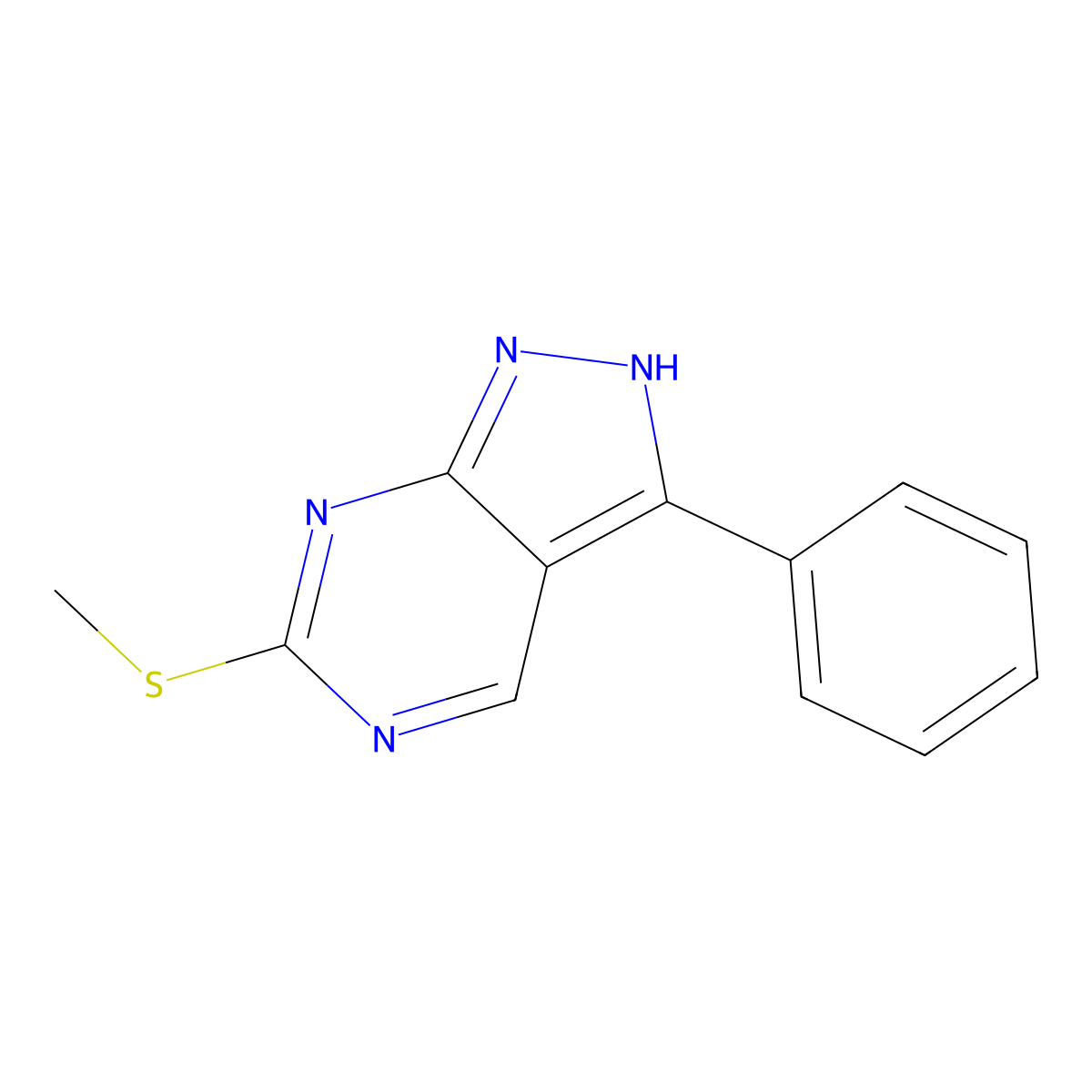 6-(Methylthio)-3-phenyl-1H-pyrazolo[3,4-d]pyrimidine molecular structure, CAS 1306829-97-9