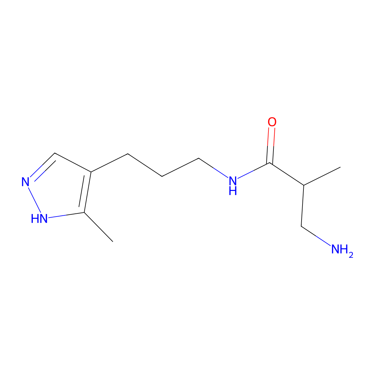 3-Amino-2-methyl-N-[3-(3-methyl-1H-pyrazol-4-yl)propyl]propanamide molecular structure, CAS 1306830-95-4