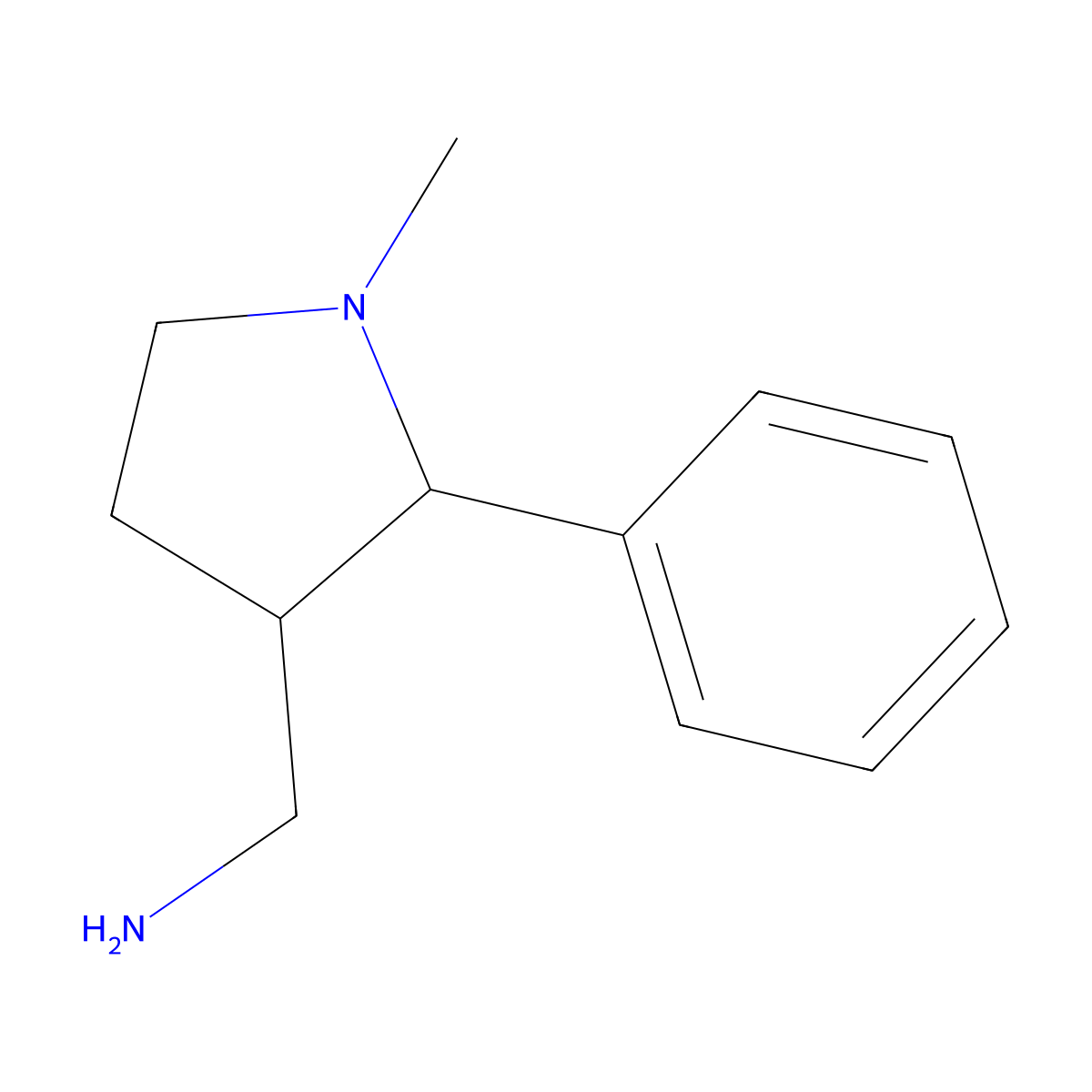 (1-Methyl-2-phenylpyrrolidin-3-yl)methanamine molecular structure, CAS 1306831-03-7