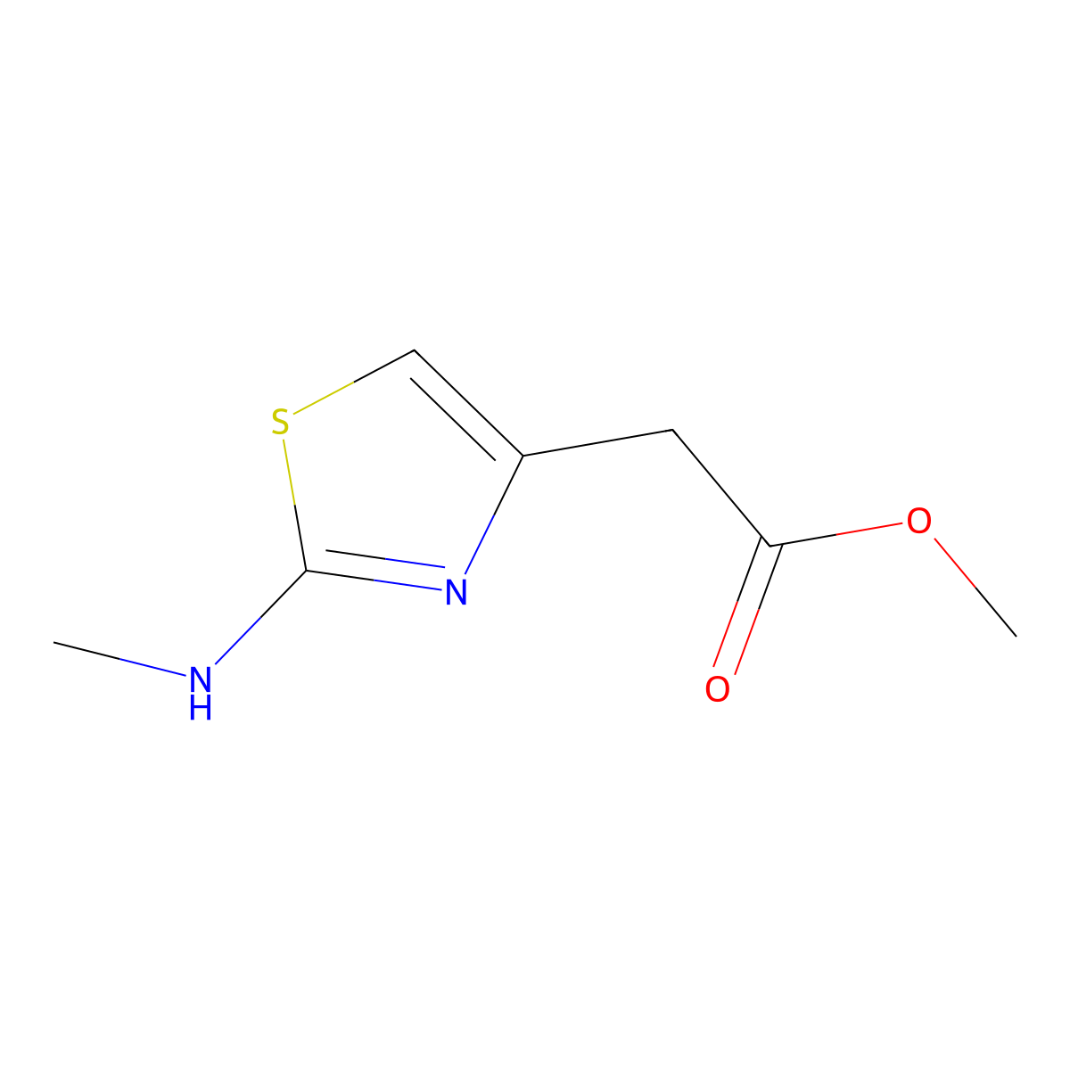 Methyl 2-[2-(methylamino)-1,3-thiazol-4-yl]acetate molecular structure, CAS 1306831-08-2