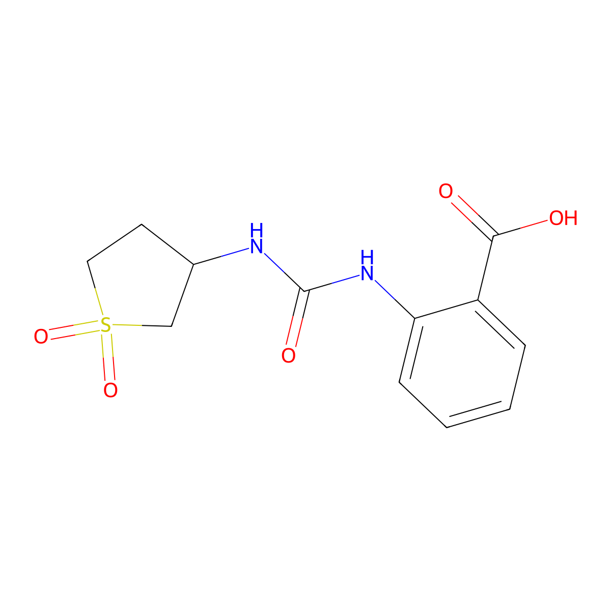 2-{[(1,1-Dioxidotetrahydrothiophen-3-yl)carbamoyl]amino}benzoic acid molecular structure, CAS 1306870-88-1