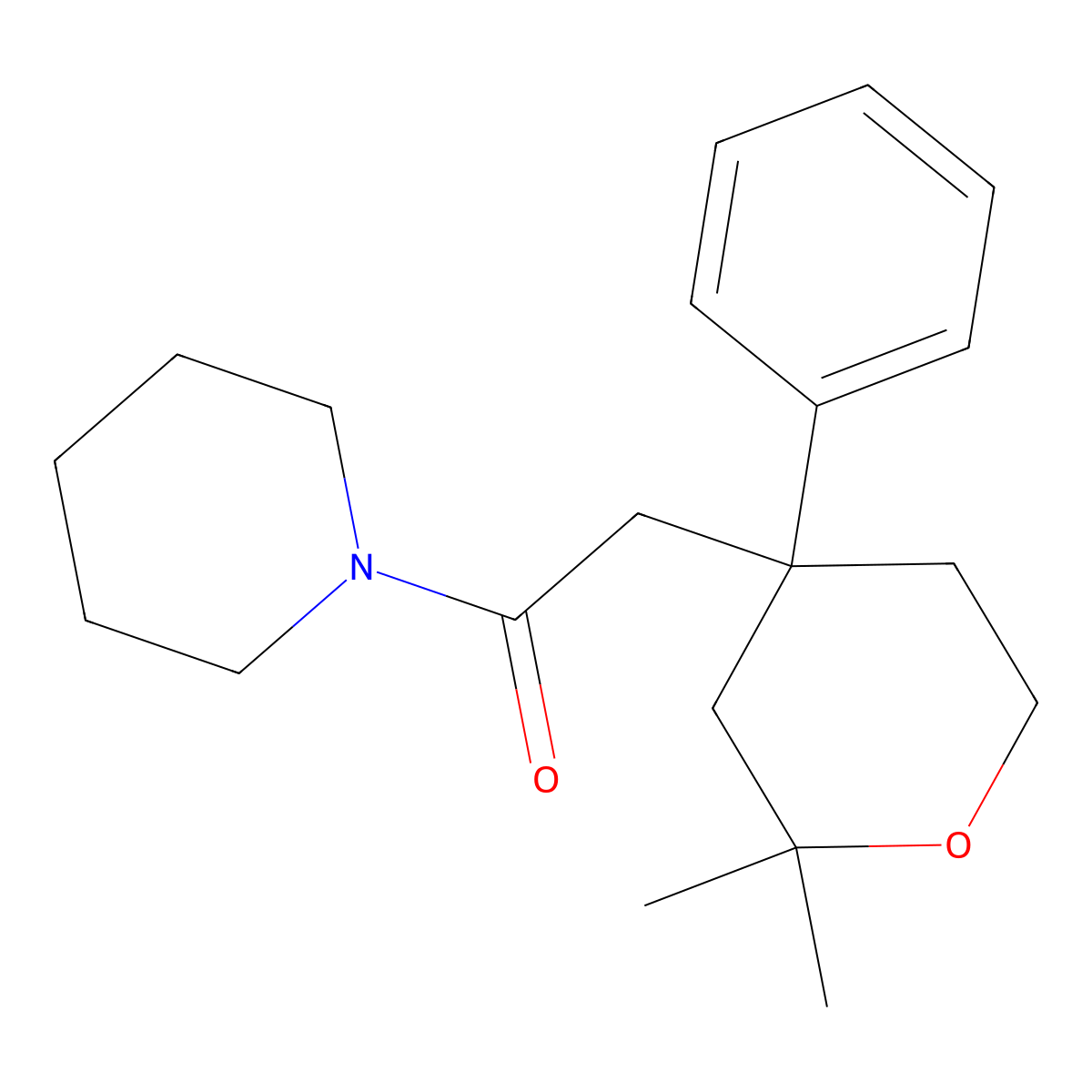 2-(2,2-Dimethyl-4-phenyloxan-4-yl)-1-piperidin-1-ylethanone molecular structure, CAS 130688-15-2