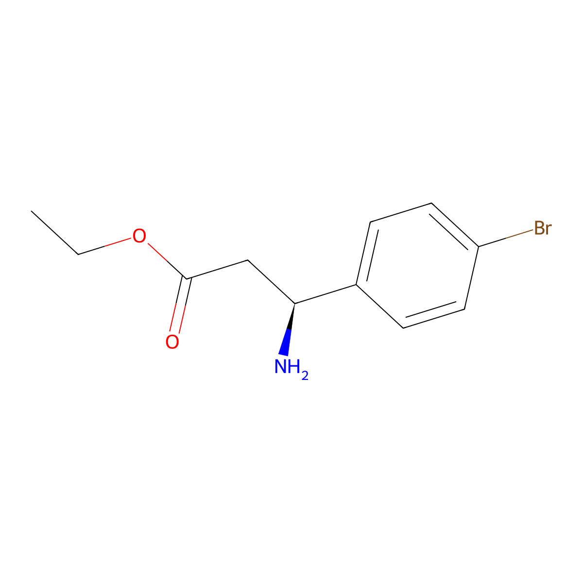 ethyl (3S)-3-amino-3-(4-bromophenyl)propanoate molecular structure, CAS 1306917-70-3