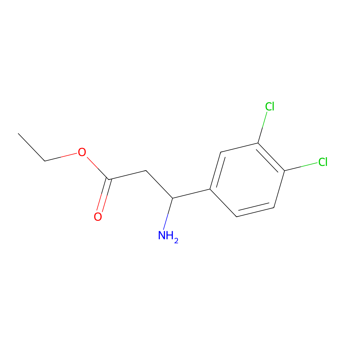 Benzenepropanoic acid, beta-amino-3,4-dichloro-, ethyl ester, (betar)- molecular structure, CAS 1306917-83-8