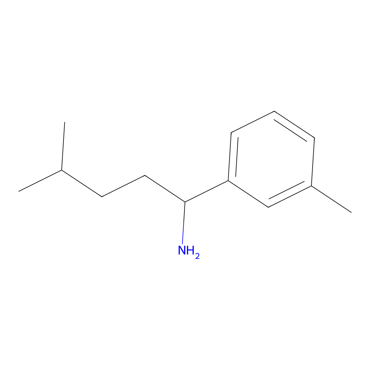 4-Methyl-1-(3-methylphenyl)pentan-1-amine molecular structure, CAS 1306921-40-3