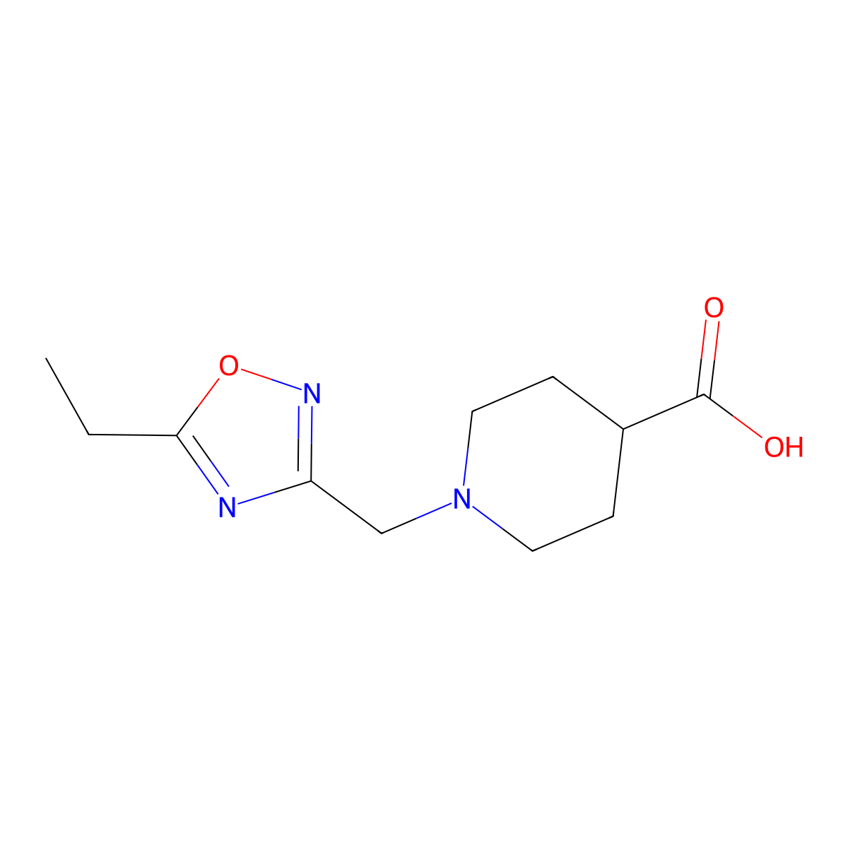 1-((5-Ethyl-1,2,4-oxadiazol-3-yl)methyl)piperidine-4-carboxylic acid molecular structure, CAS 1306951-19-8