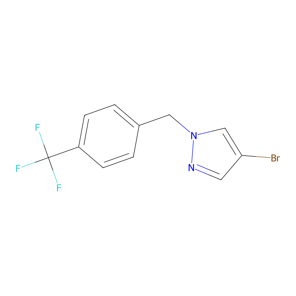 4-bromo-1-{[4-(trifluoromethyl)phenyl]methyl}-1H-pyrazole molecular structure, CAS 1306966-11-9