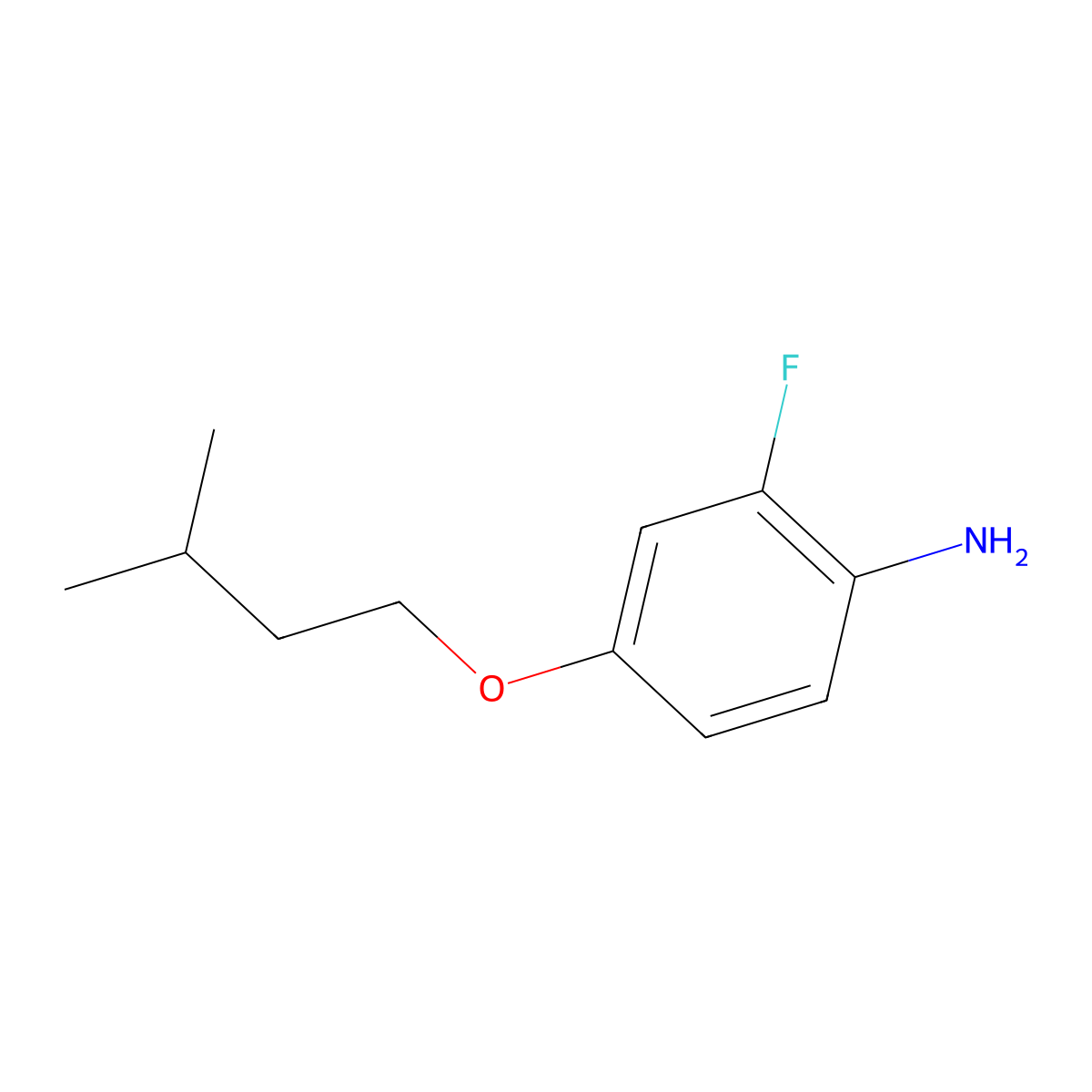 2-Fluoro-4-(3-methylbutoxy)aniline molecular structure, CAS 1306968-31-9