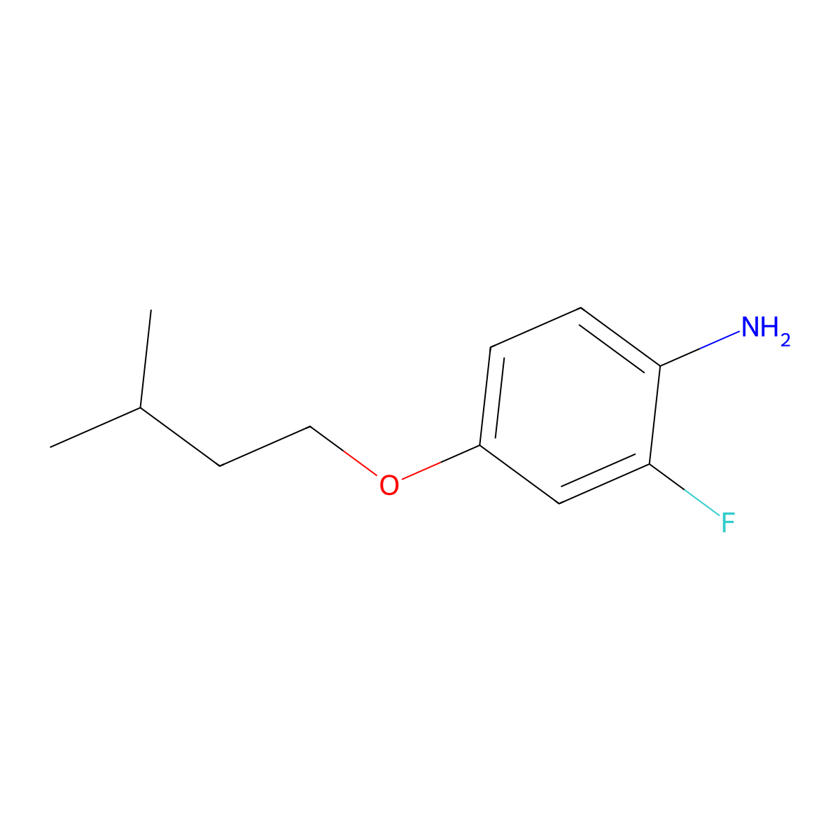2-Fluoro-4-(3-methylbutoxy)aniline molecular structure, CAS 1306968-31-9