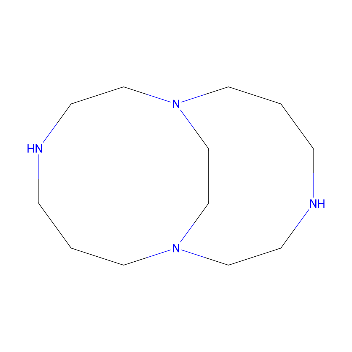 1,4,8,11-Tetraazabicyclo[6.6.2]hexadecane molecular structure, CAS 130701-19-8