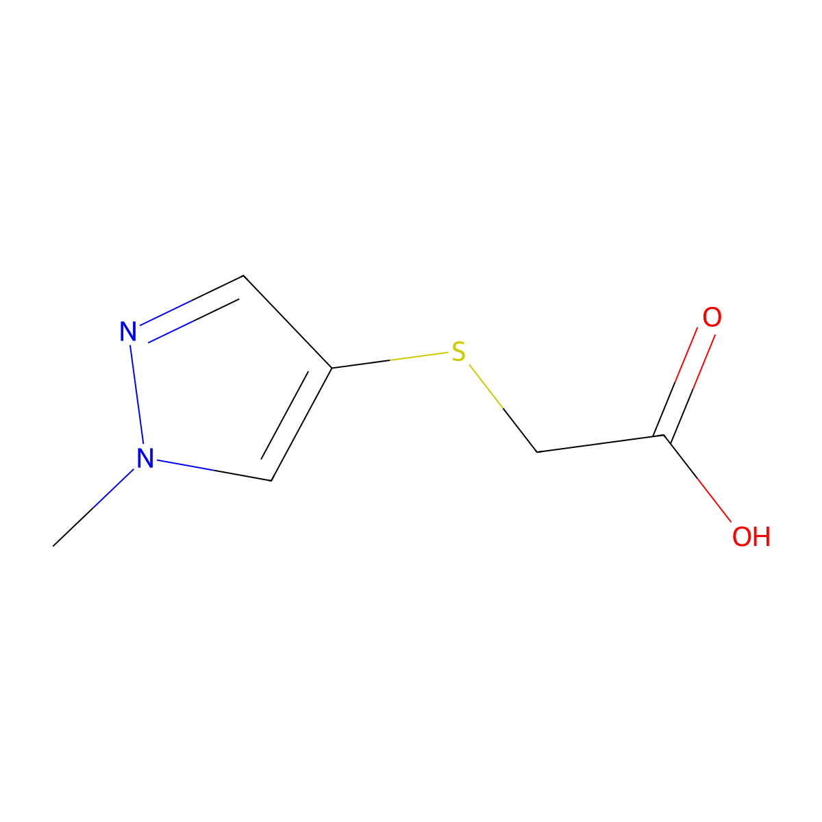 2-[(1-methyl-1H-pyrazol-4-yl)sulfanyl]acetic acid molecular structure, CAS 1307025-98-4