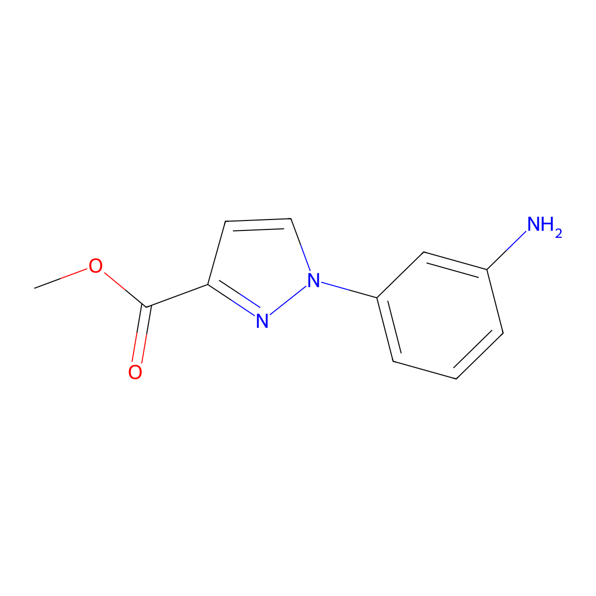 methyl 1-(3-aminophenyl)-1H-pyrazole-3-carboxylate molecular structure, CAS 1307053-75-3