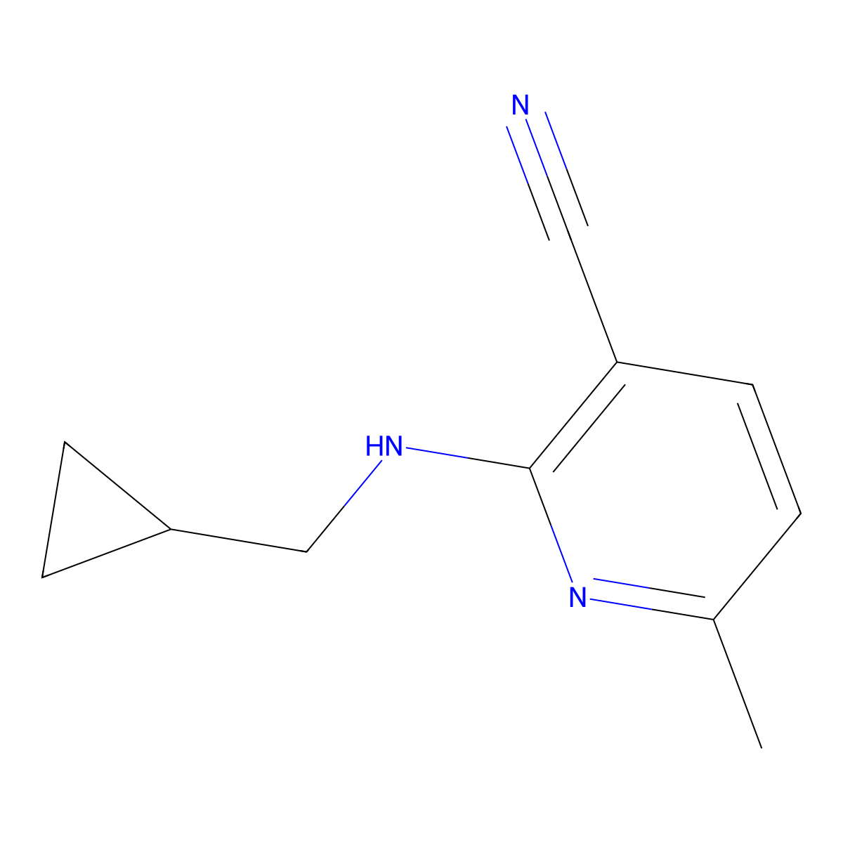 2-[(Cyclopropylmethyl)amino]-6-methylpyridine-3-carbonitrile molecular structure, CAS 1307067-06-6