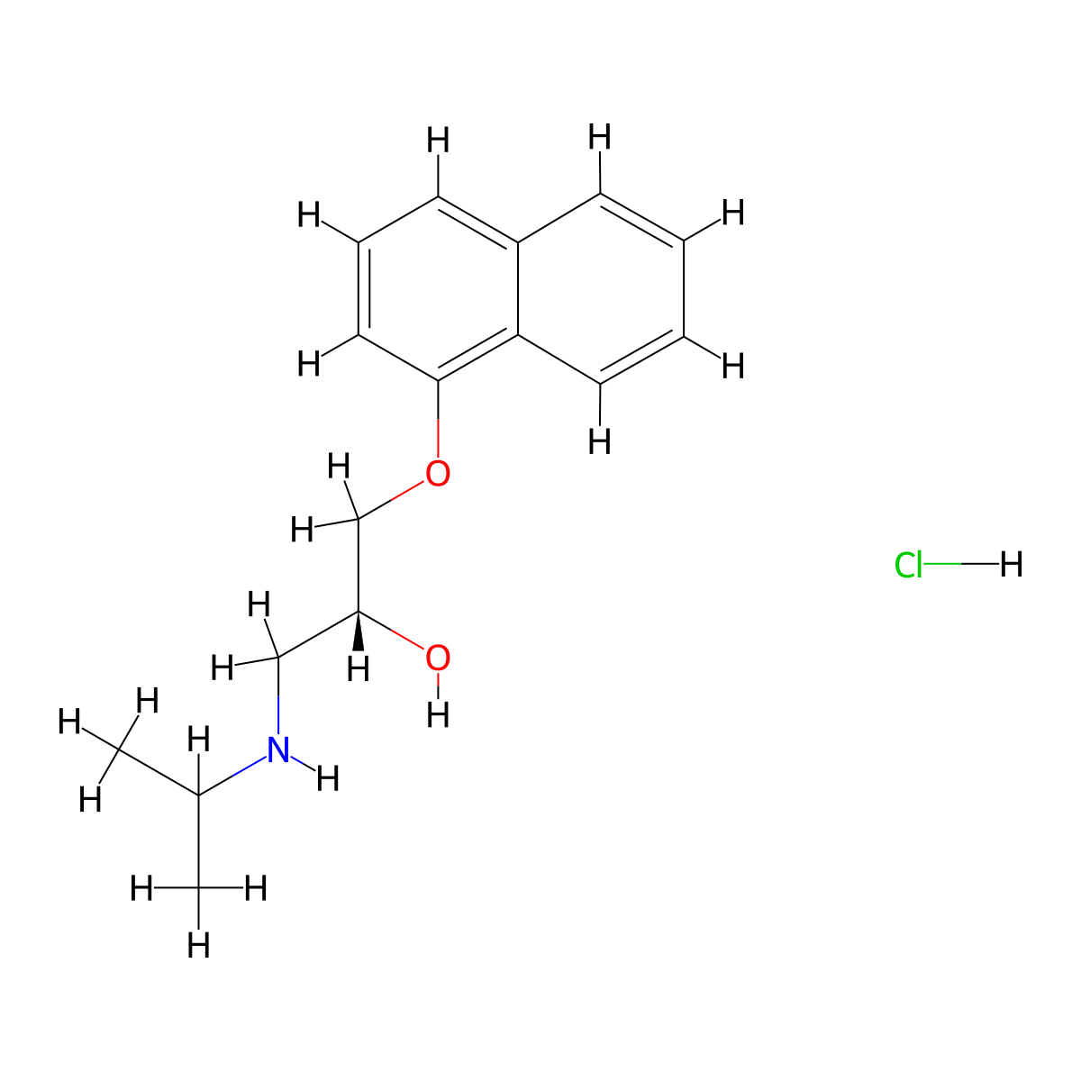 Dexpropranolol Hydrochloride molecular structure, CAS 13071-11-9