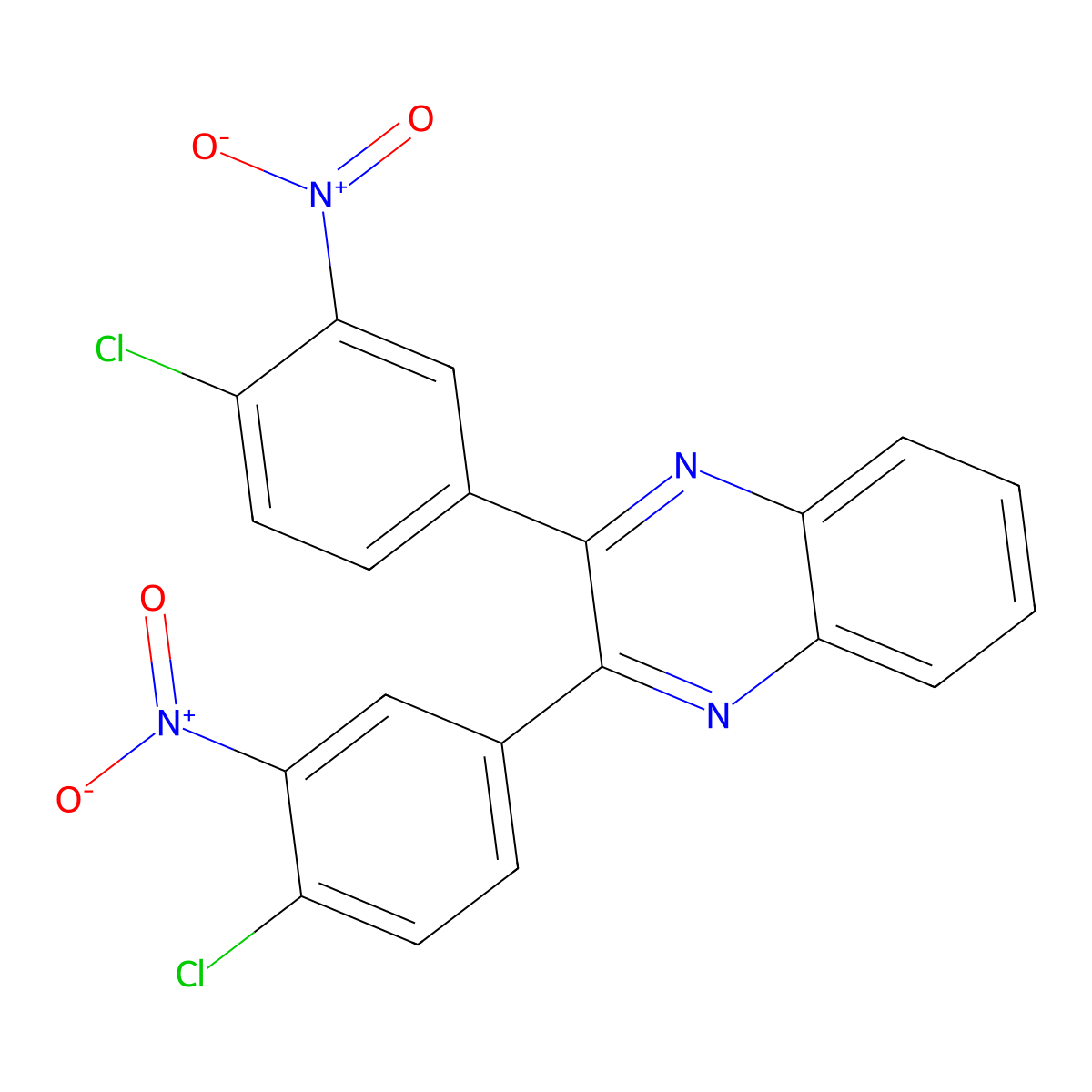 2,3-Bis(4-chloro-3-nitrophenyl)quinoxaline molecular structure, CAS 130711-05-6