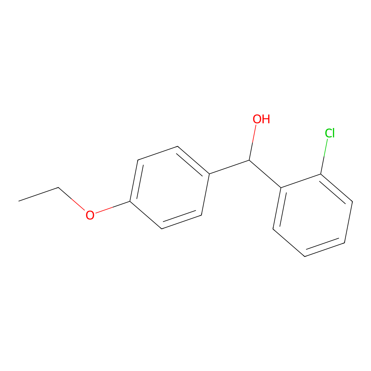 (2-Chlorophenyl)(4-ethoxyphenyl)methanol molecular structure, CAS 1307146-44-6