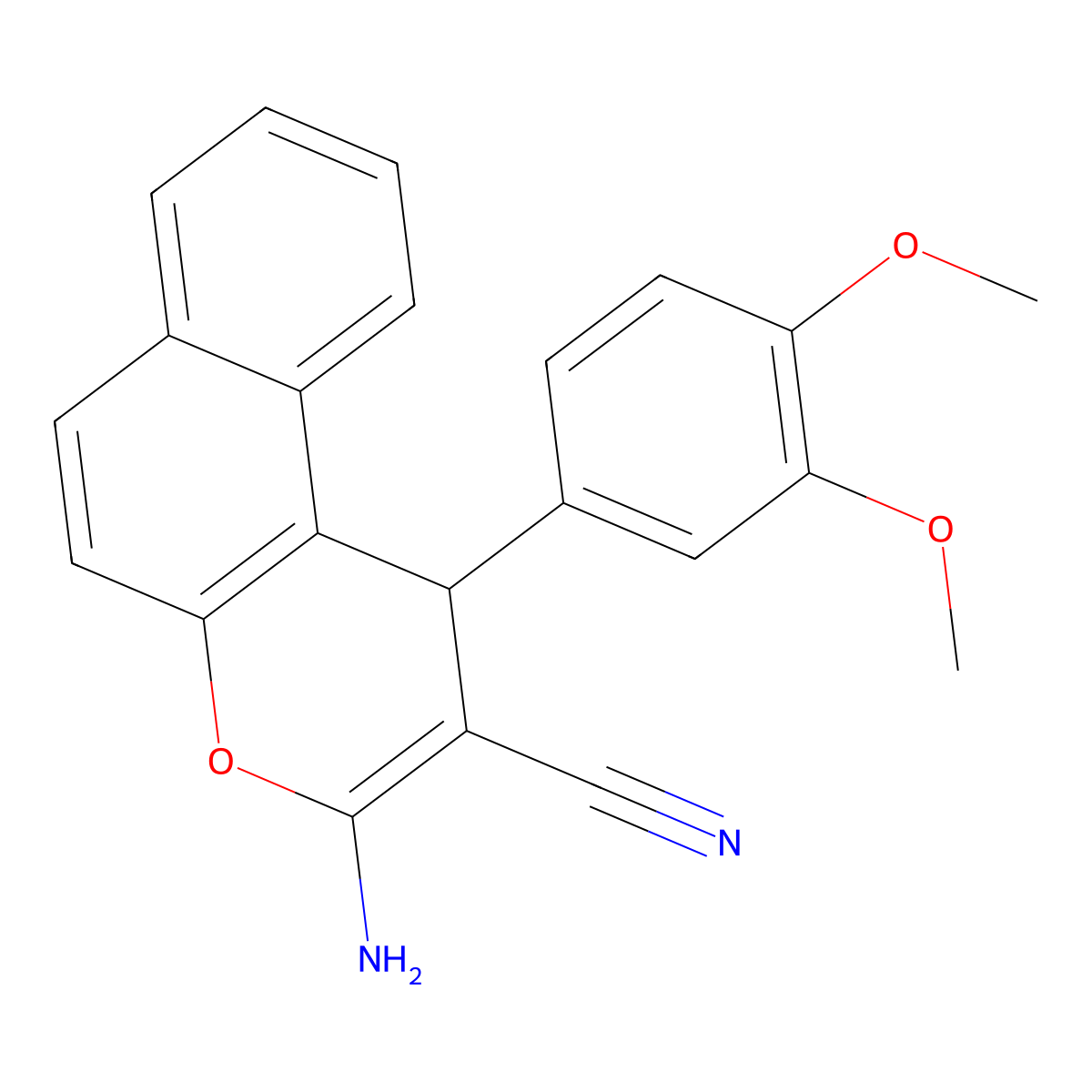 3-amino-1-(3,4-dimethoxyphenyl)-1H-benzo[f]chromene-2-carbonitrile molecular structure, CAS 130715-44-5