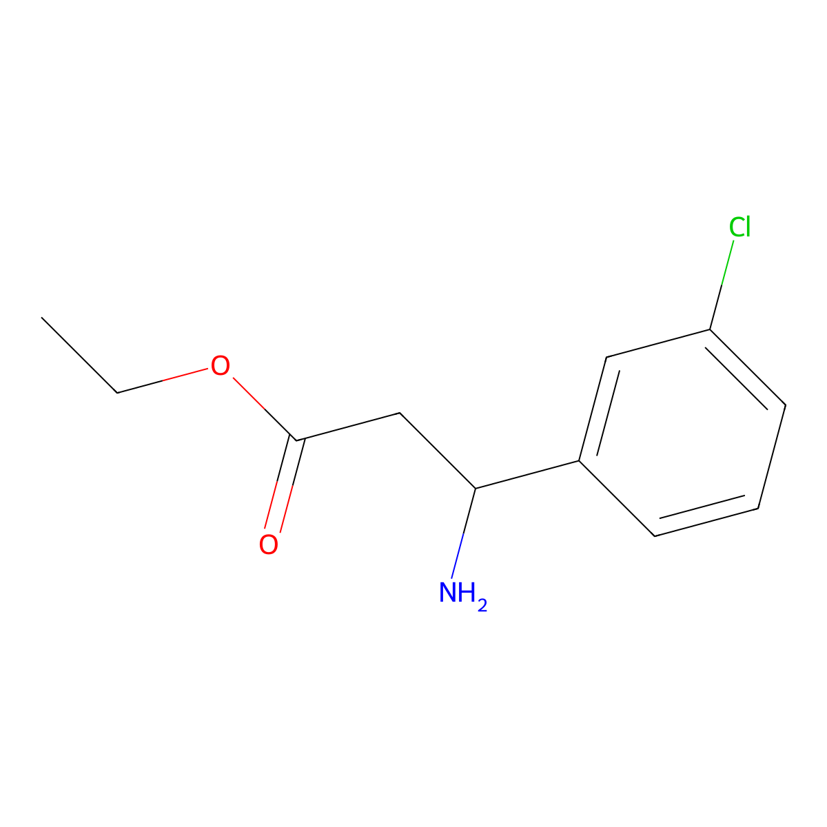 ethyl (3S)-3-amino-3-(3-chlorophenyl)propanoate molecular structure, CAS 1307161-70-1