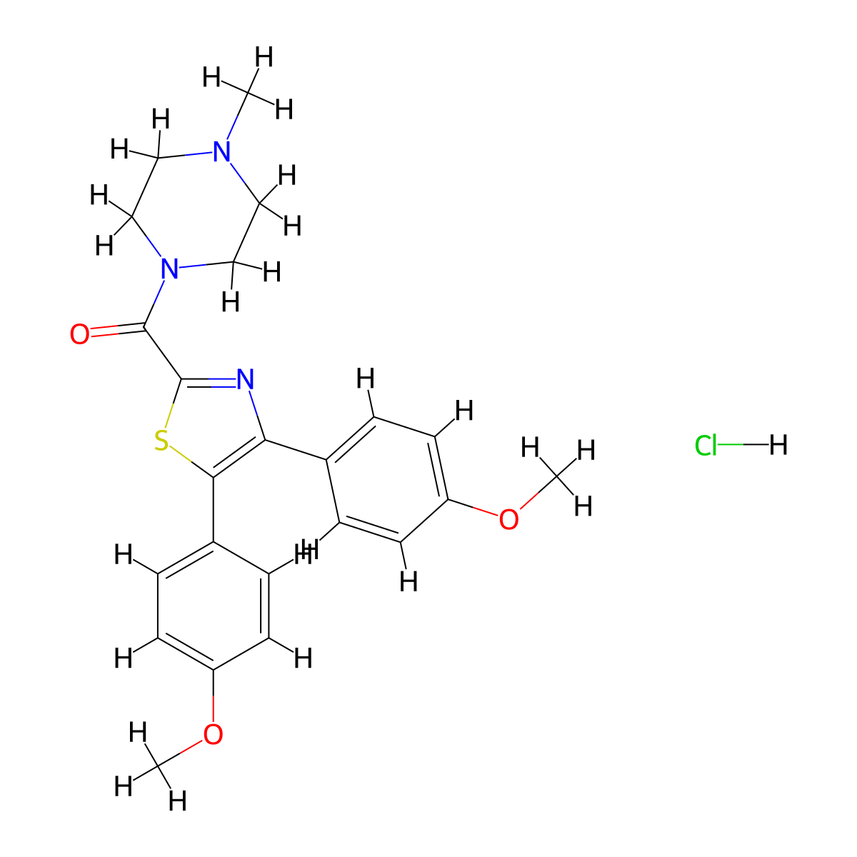 1-((4,5-Bis(4-methoxyphenyl)-2-thiazoyl)carbonyl)-4-methylpiperazine molecular structure, CAS 130717-51-0