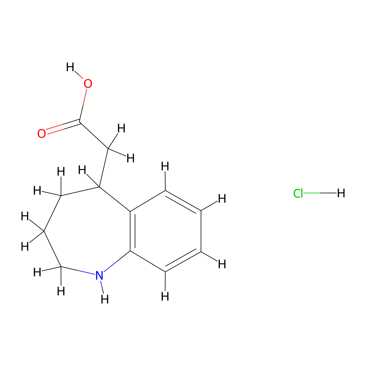 2-(2,3,4,5-Tetrahydro-1H-1-benzazepin-5-yl)acetic acid;hydrochloride molecular structure, CAS 130719-77-6