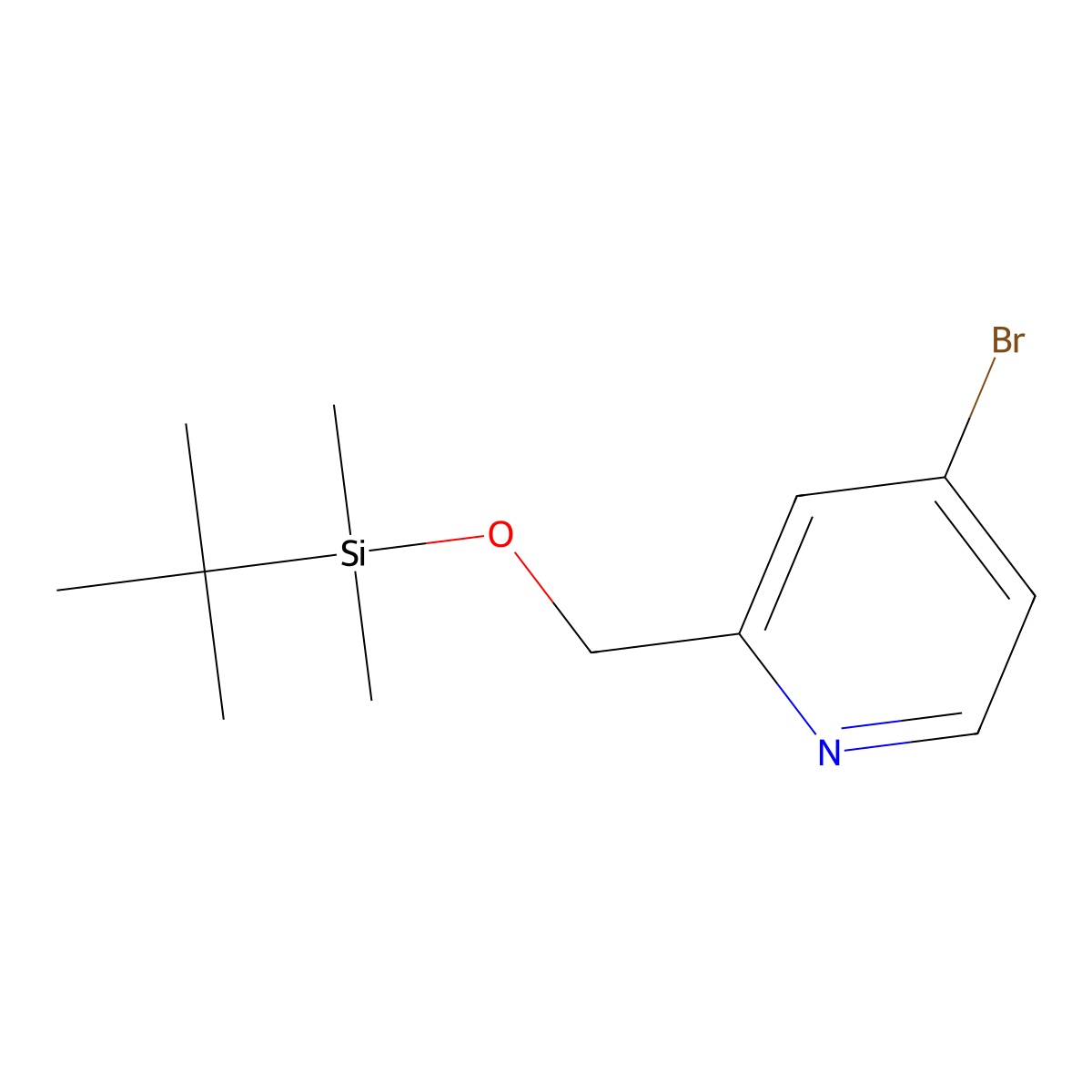 4-Bromo-2-(((tert-butyldimethylsilyl)oxy)methyl)pyridine molecular structure, CAS 1307231-10-2
