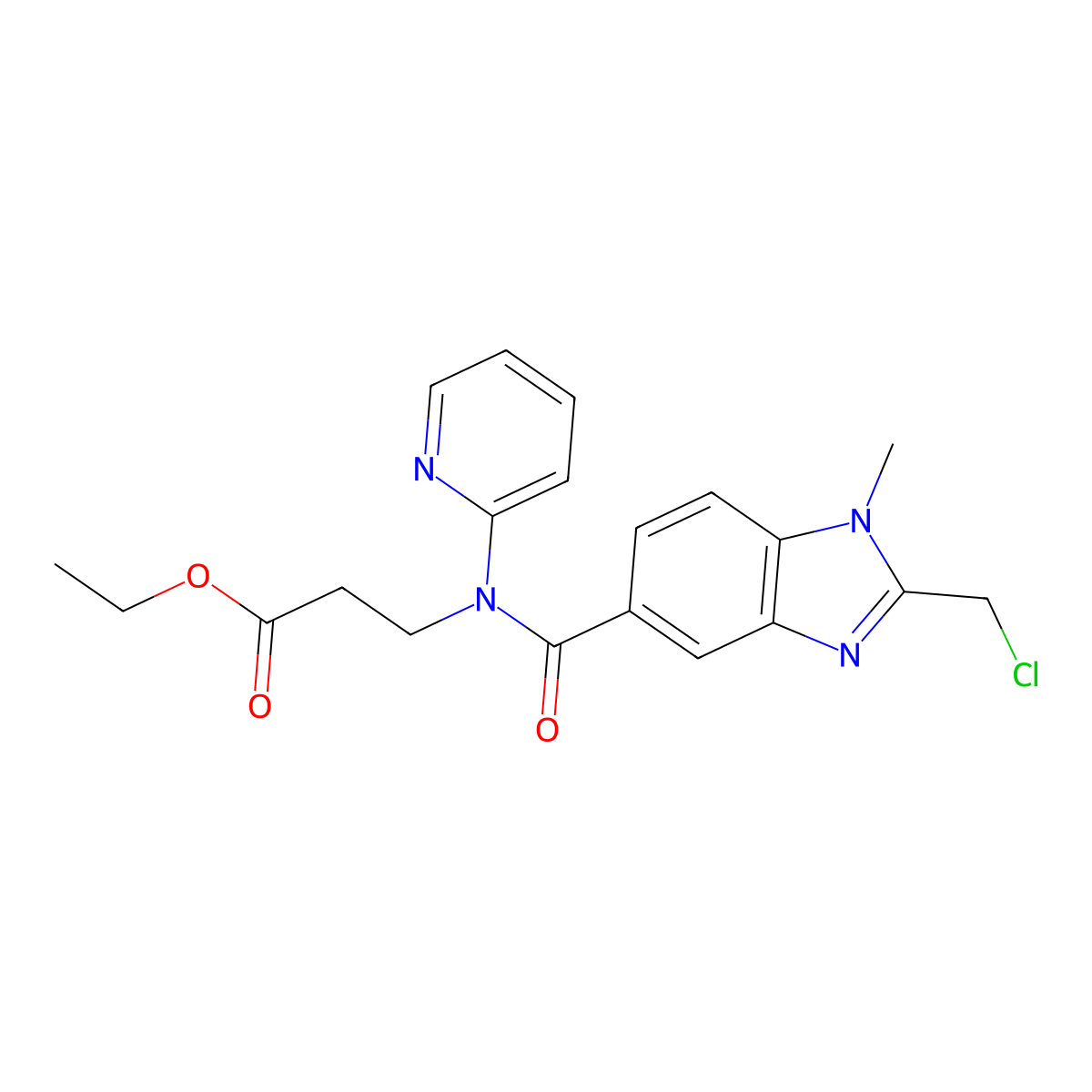 3-((2-chloromethyl-1-methyl-1H-benzimidazole-5-carbonyl)-pyridine-2-yl-amino)-propionic acid ethyl ester molecular structure, CAS 1307233-94-8