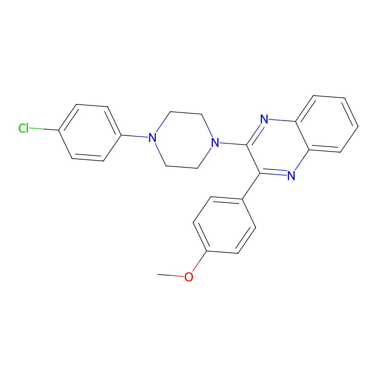 2-[4-(4-Chlorophenyl)piperazin-1-yl]-3-(4-methoxyphenyl)quinoxaline molecular structure, CAS 1307239-22-0