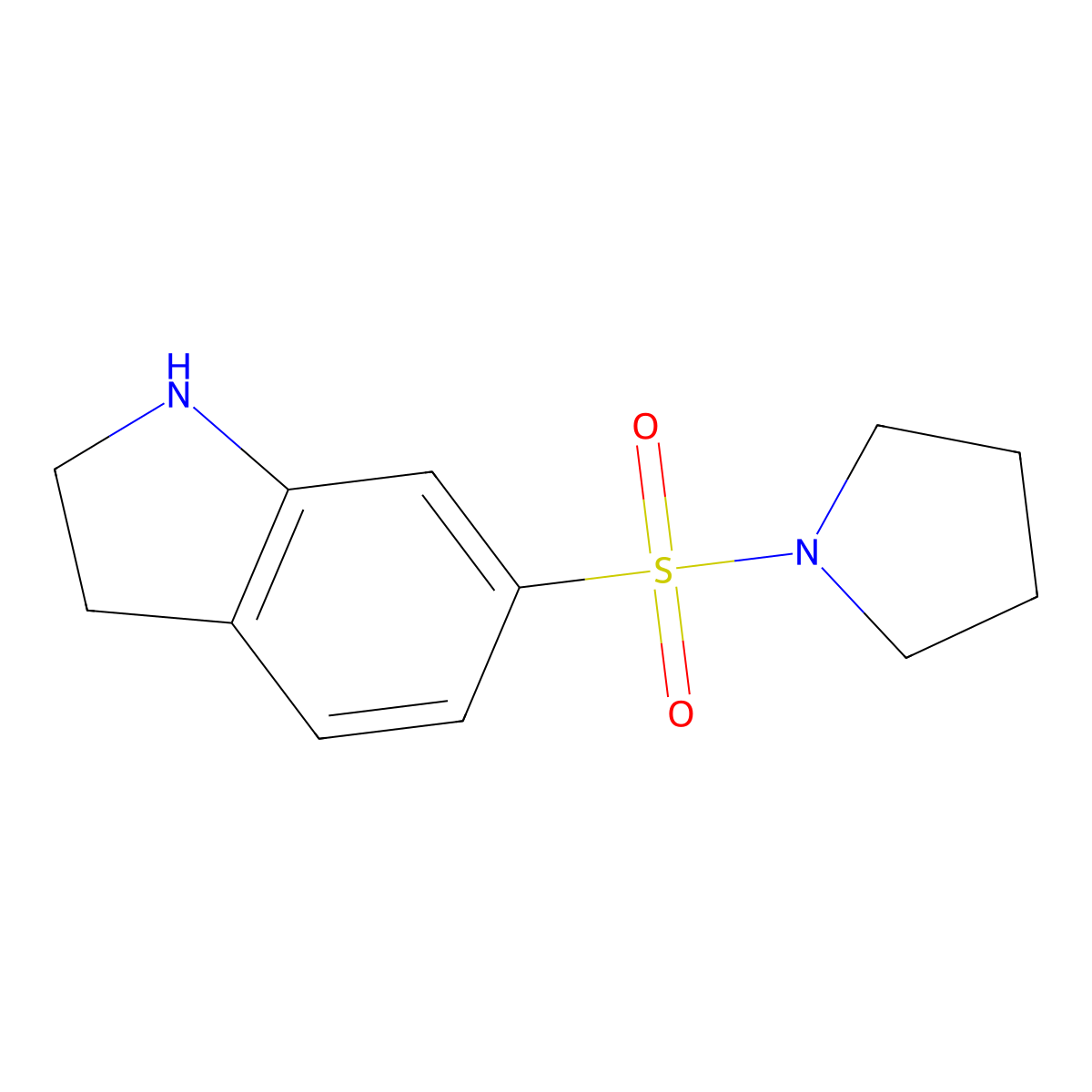 6-(pyrrolidine-1-sulfonyl)-2,3-dihydro-1H-indole molecular structure, CAS 1307239-56-0