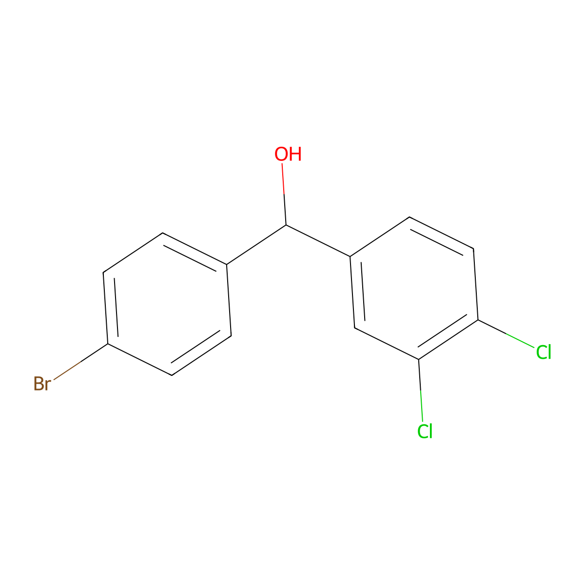(4-Bromophenyl)(3,4-dichlorophenyl)methanol molecular structure, CAS 1307242-26-7
