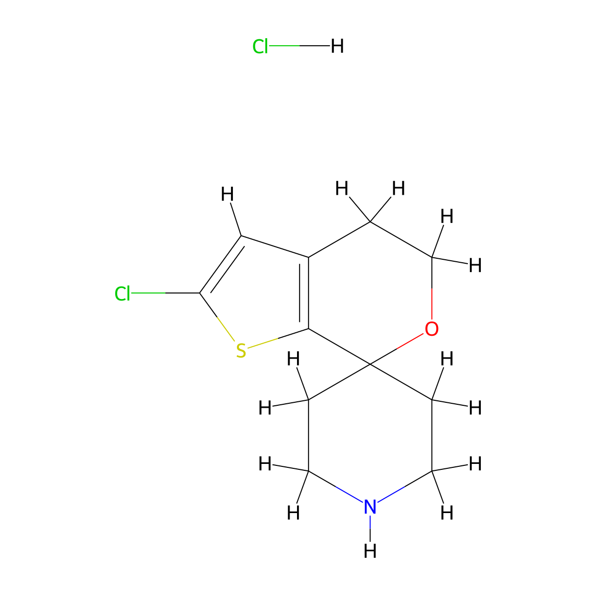 2'-Chloro-4',5'-dihydrospiro[piperidine-4,7'-thieno[2,3-c]pyran] hydrochloride molecular structure, CAS 1307248-42-5