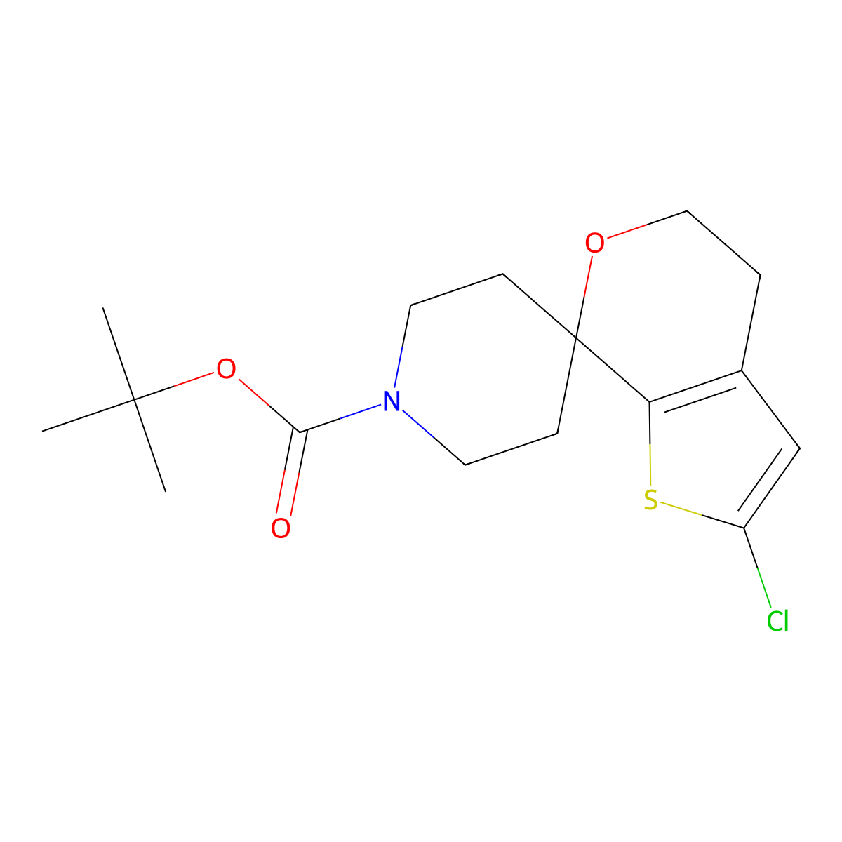tert-Butyl 2'-chloro-4',5'-dihydrospiro[piperidine-4,7'-thieno[2,3-c]pyran]-1-carboxylate molecular structure, CAS 1307248-45-8