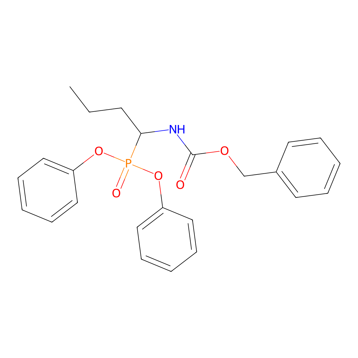 Carbamic acid, [1-(diphenoxyphosphinyl)butyl]-, phenylmethyl ester molecular structure, CAS 130727-16-1