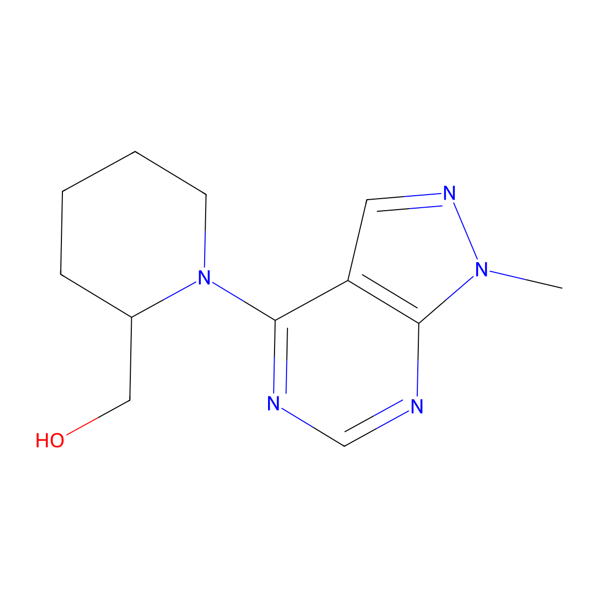 (1-{1-methyl-1H-pyrazolo[3,4-d]pyrimidin-4-yl}piperidin-2-yl)methanol molecular structure, CAS 1307287-47-3