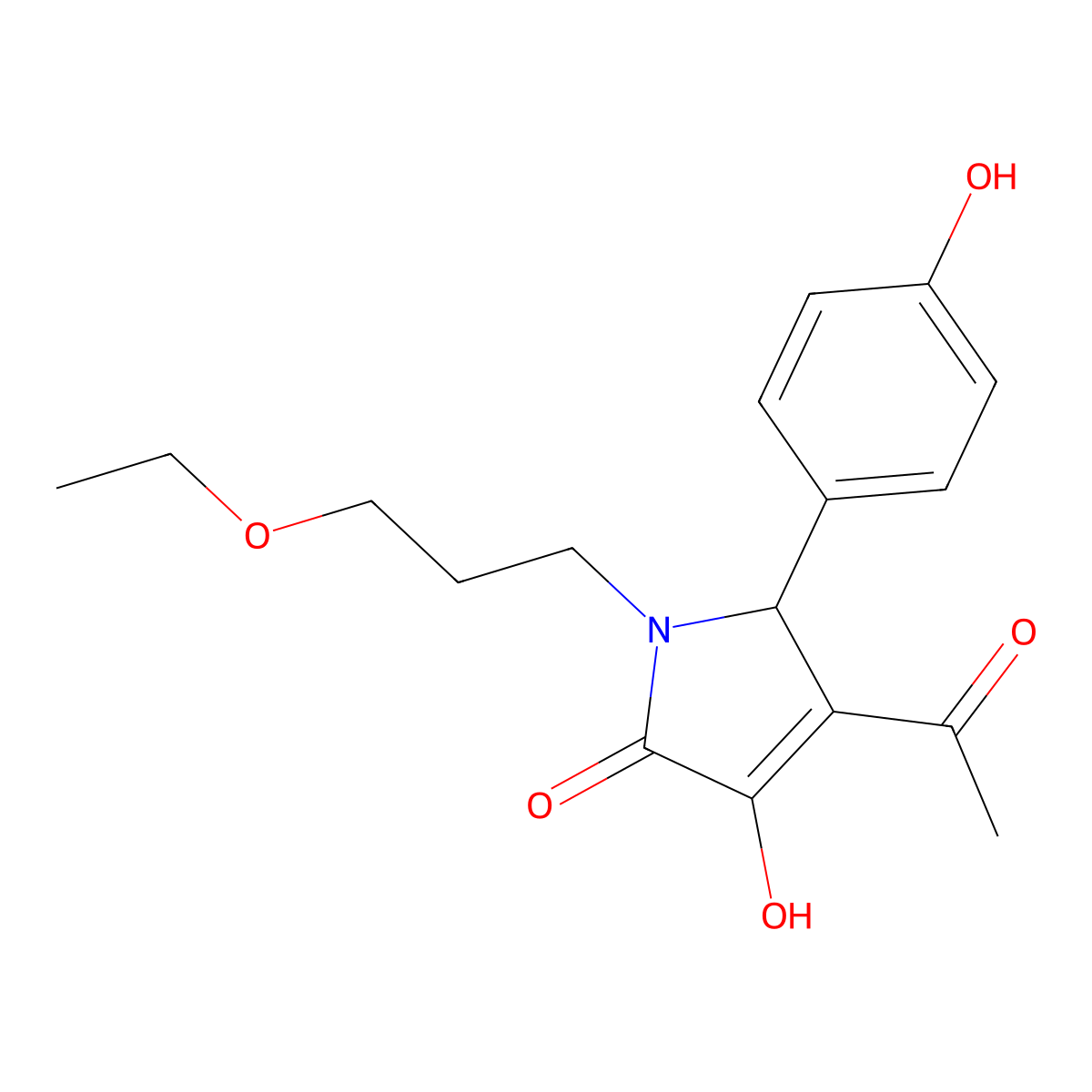 4-acetyl-1-(3-ethoxypropyl)-3-hydroxy-5-(4-hydroxyphenyl)-1,5-dihydro-2H-pyrrol-2-one molecular structure, CAS 1307291-27-5