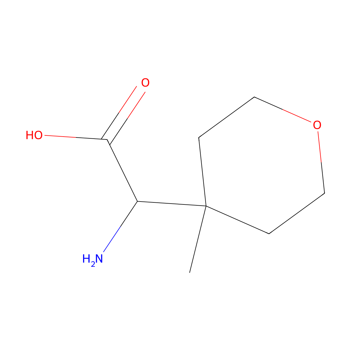 2-Amino-2-(4-methyloxan-4-yl)acetic acid molecular structure, CAS 1307304-93-3