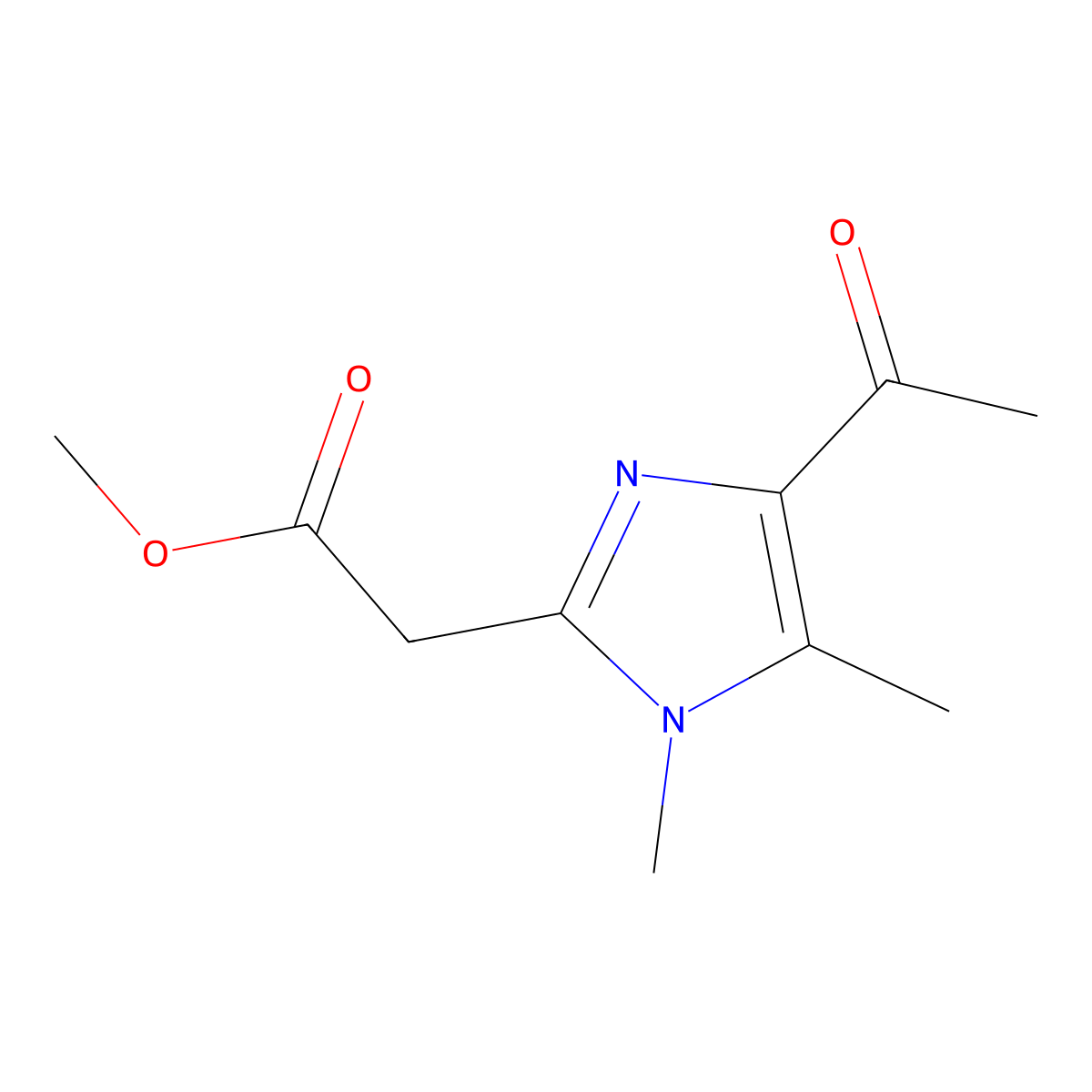 Methyl 2-(4-acetyl-1,5-dimethyl-1H-imidazol-2-yl)acetate molecular structure, CAS 1307308-76-4