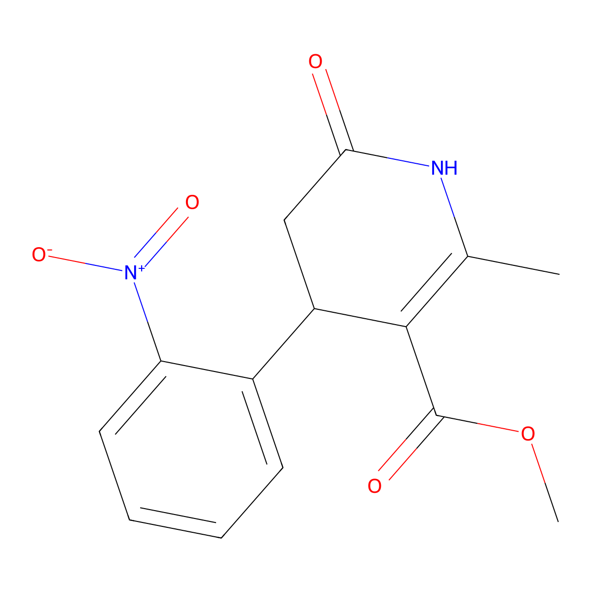 Methyl 2-methyl-4-(2-nitrophenyl)-6-oxo-1,4,5,6-tetrahydropyridine-3-carboxylate molecular structure, CAS 130734-39-3