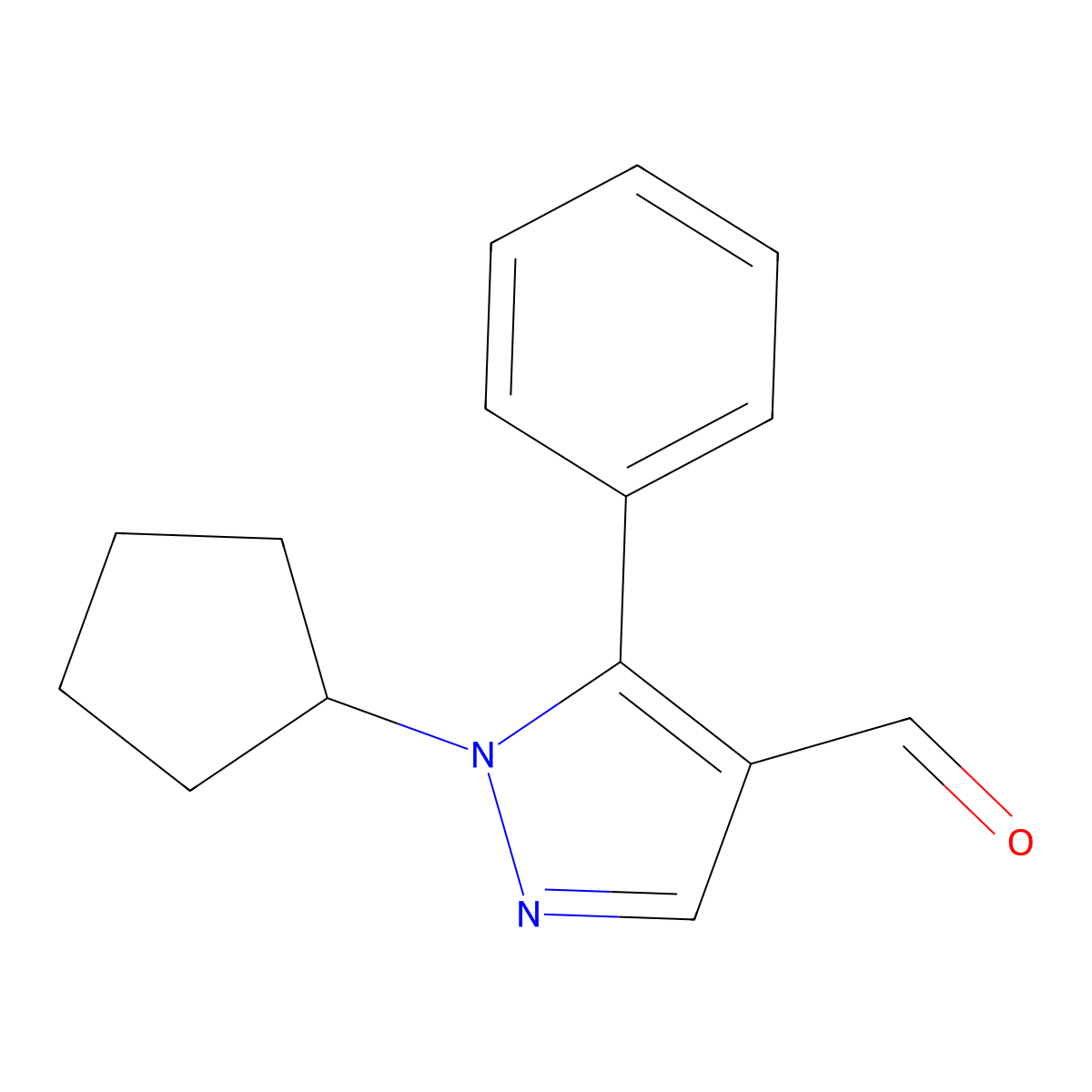 1-cyclopentyl-5-phenyl-1H-pyrazole-4-carbaldehyde molecular structure, CAS 1307387-08-1