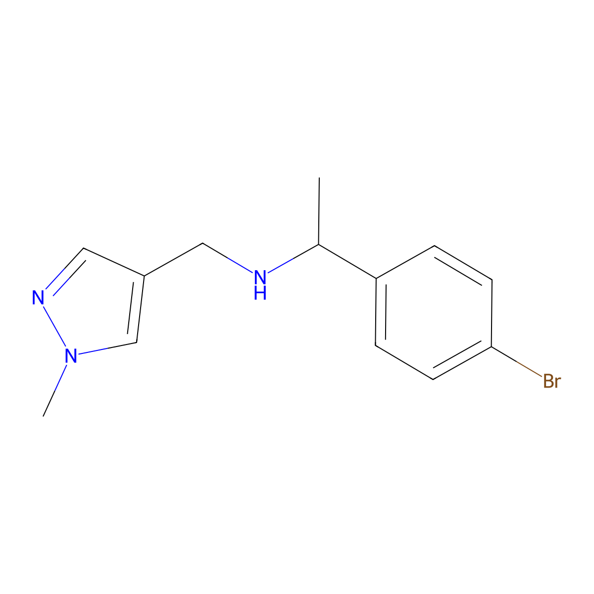 1-(4-Bromophenyl)-N-((1-methyl-1h-pyrazol-4-yl)methyl)ethan-1-amine molecular structure, CAS 1307397-26-7
