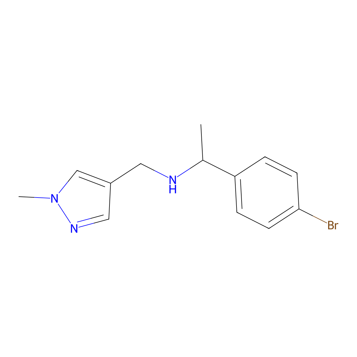 1-(4-Bromophenyl)-N-((1-methyl-1h-pyrazol-4-yl)methyl)ethan-1-amine molecular structure, CAS 1307397-26-7