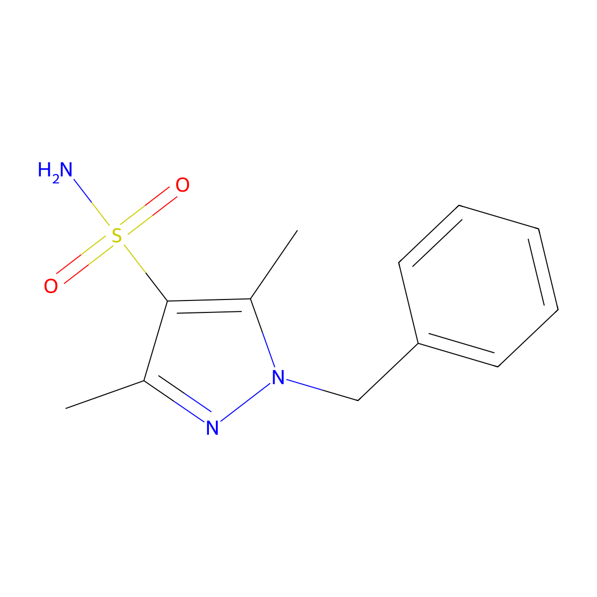 1-Benzyl-3,5-dimethyl-1H-pyrazole-4-sulfonamide molecular structure, CAS 1307416-81-4