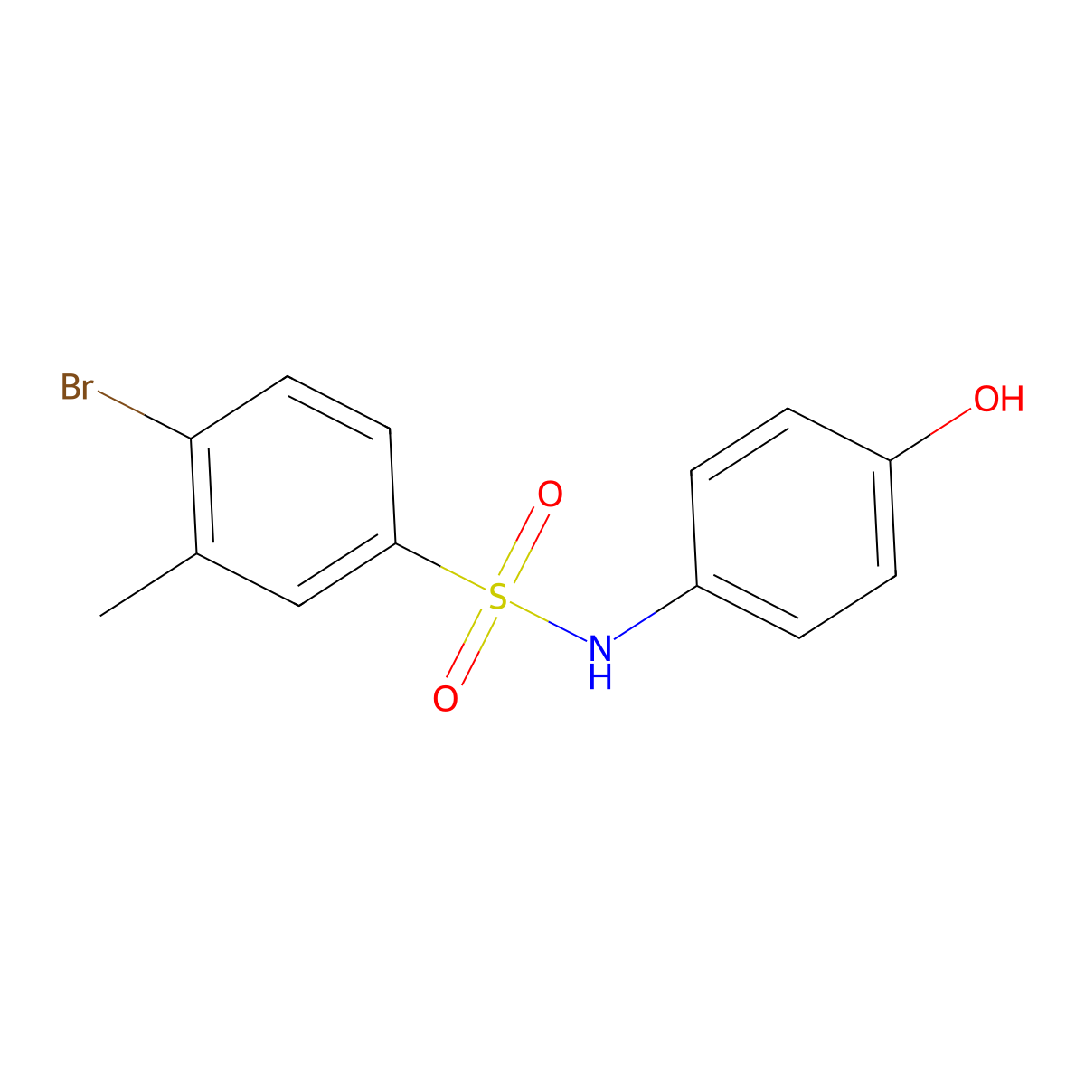 4-bromo-N-(4-hydroxyphenyl)-3-methylbenzene-1-sulfonamide molecular structure, CAS 1307428-04-1
