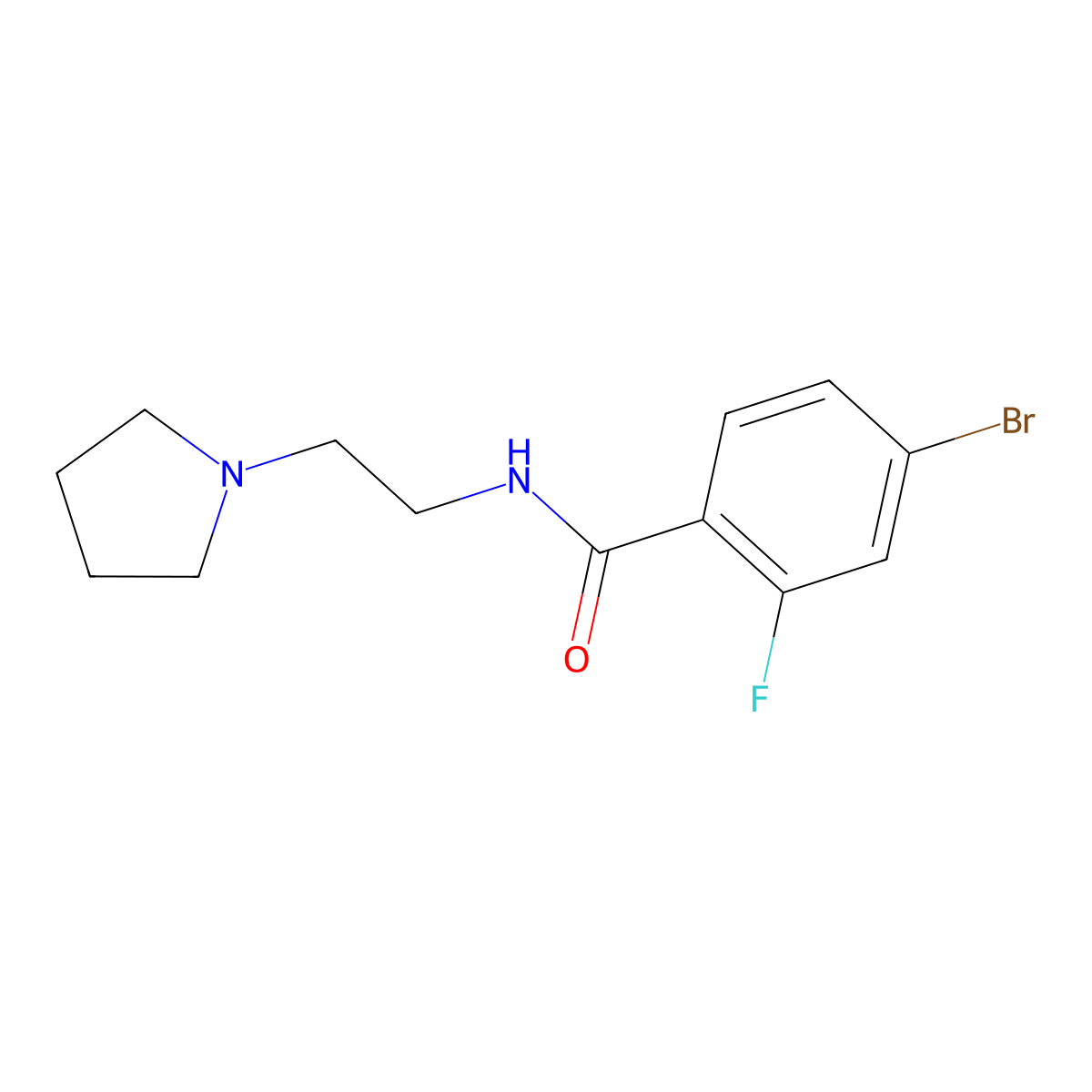 4-bromo-2-fluoro-N-[2-(pyrrolidin-1-yl)ethyl]benzamide molecular structure, CAS 1307443-30-6