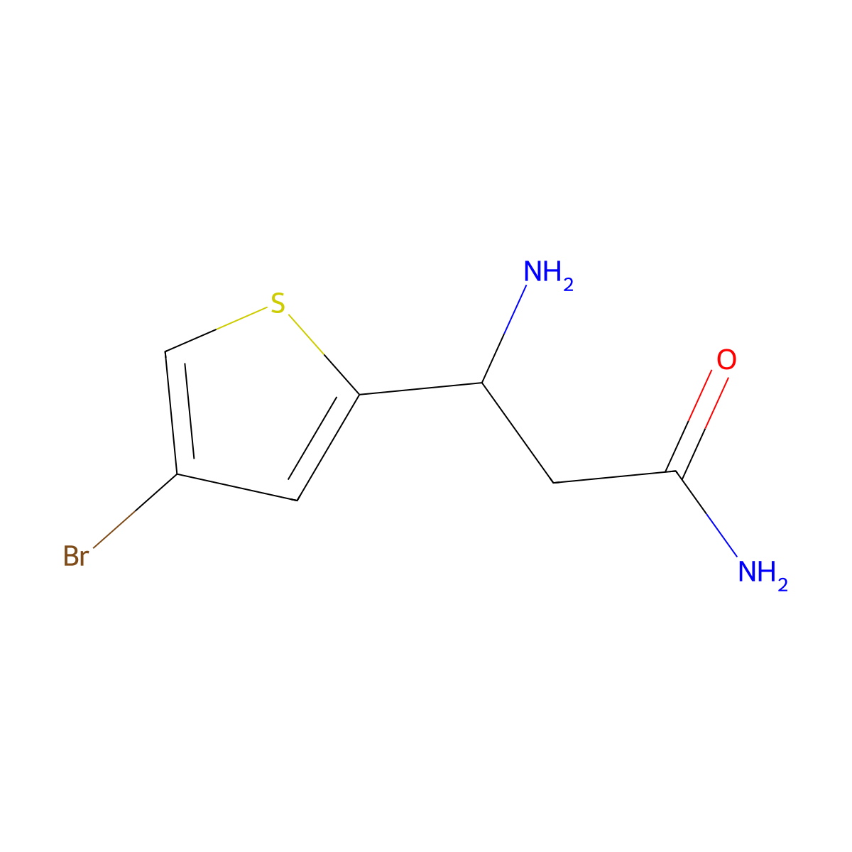 (3R)-3-Amino-3-(4-bromothiophen-2-YL)propanamide molecular structure, CAS 1307443-46-4