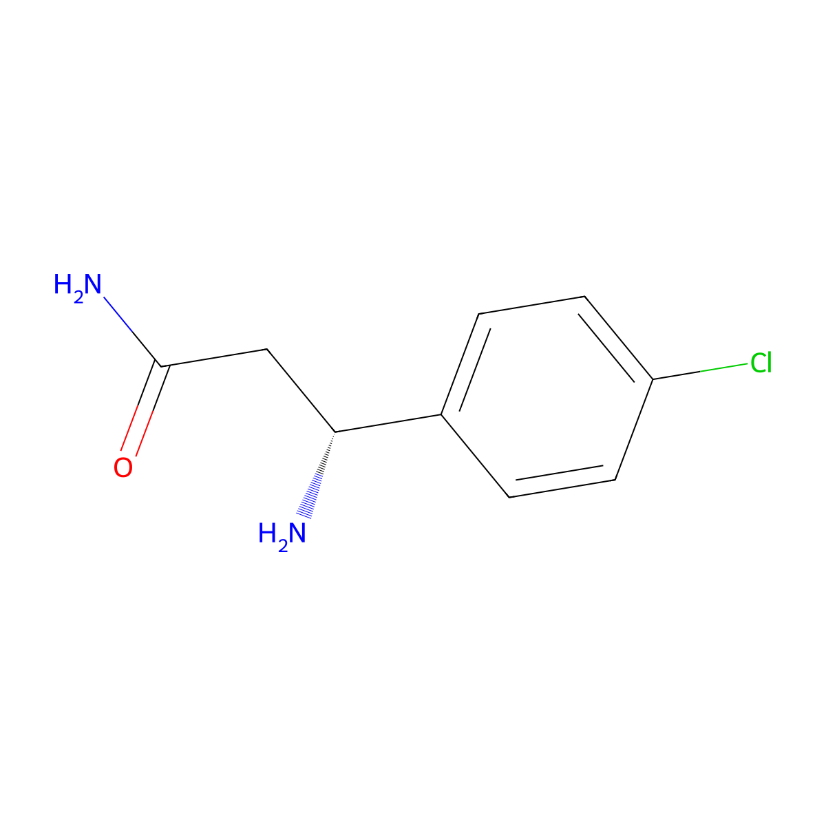 (3R)-3-amino-3-(4-chlorophenyl)propanamide molecular structure, CAS 1307443-59-9